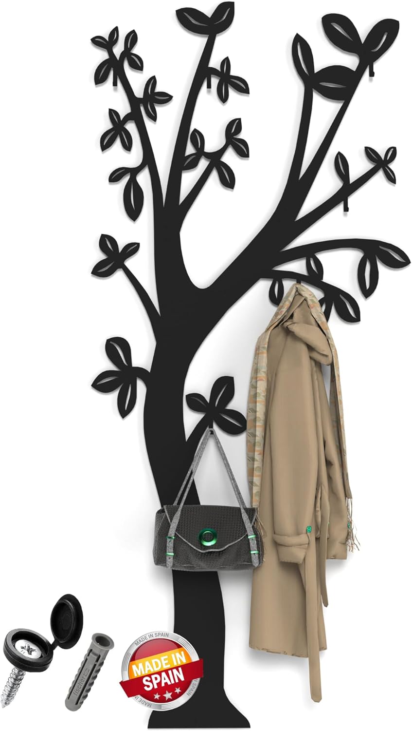 6 Garderobenhaken Schwarz Mit Vogelmotiv - Edelstahl Wandhaken Für Flur & Bad