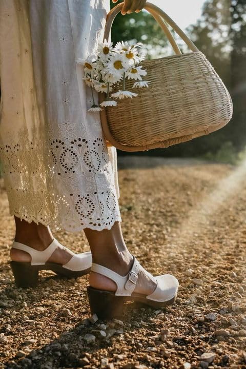Image of Sandgrens Handmade Swedish Wood Clogs for Women, High Heel Sandal | Victoria