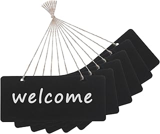 6 PCS Wooden Hanging Chalkboard Signs Double Sided, 7x3 Inch Small Rectangle Erasable Message Board, Vintage Memo Signs with Hanging String for Wedding Bar Kitchen Party Decoration Restaurant Menu