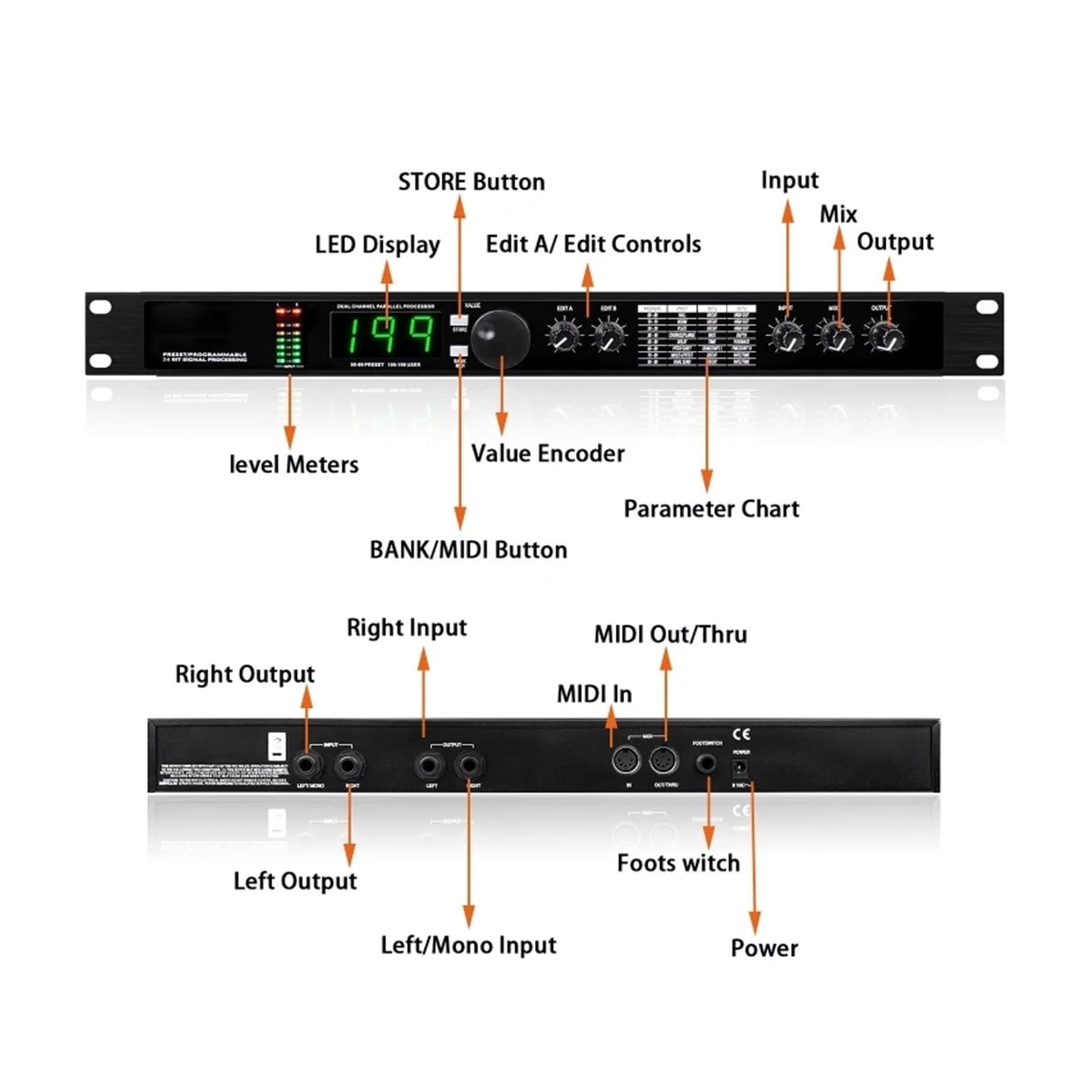 Processore DSP Professionale Con Riverbero Digitale E Multieffetto Processore Audio Equalizzatore Microfono Vocale GAX-4II