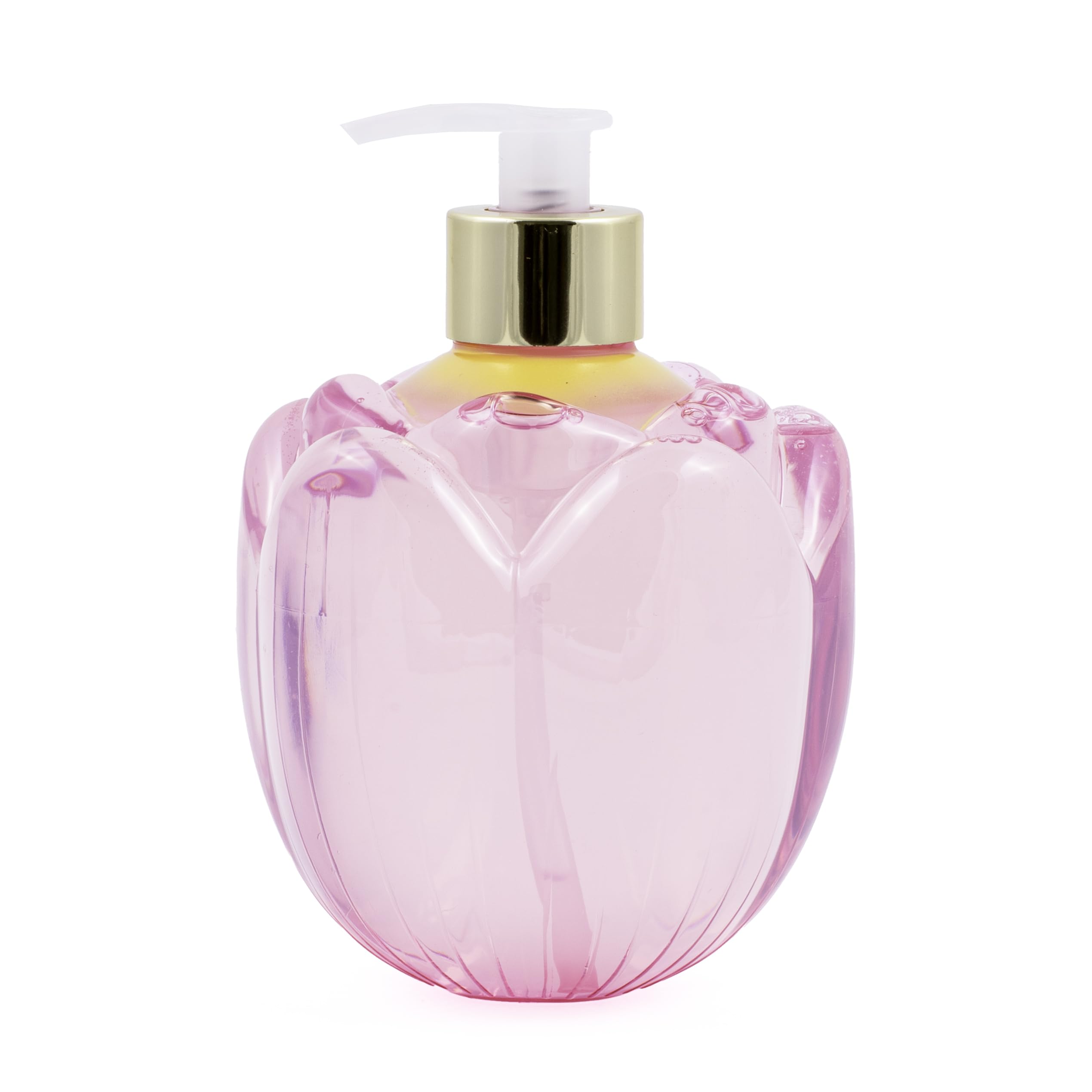 Simple Pleasures Pink Tulip Spring Floral Scented Liquid Hand Soap Dispenser - Plastic Novelty Decorative Refillable Hand Pump for Kitchen Countertops