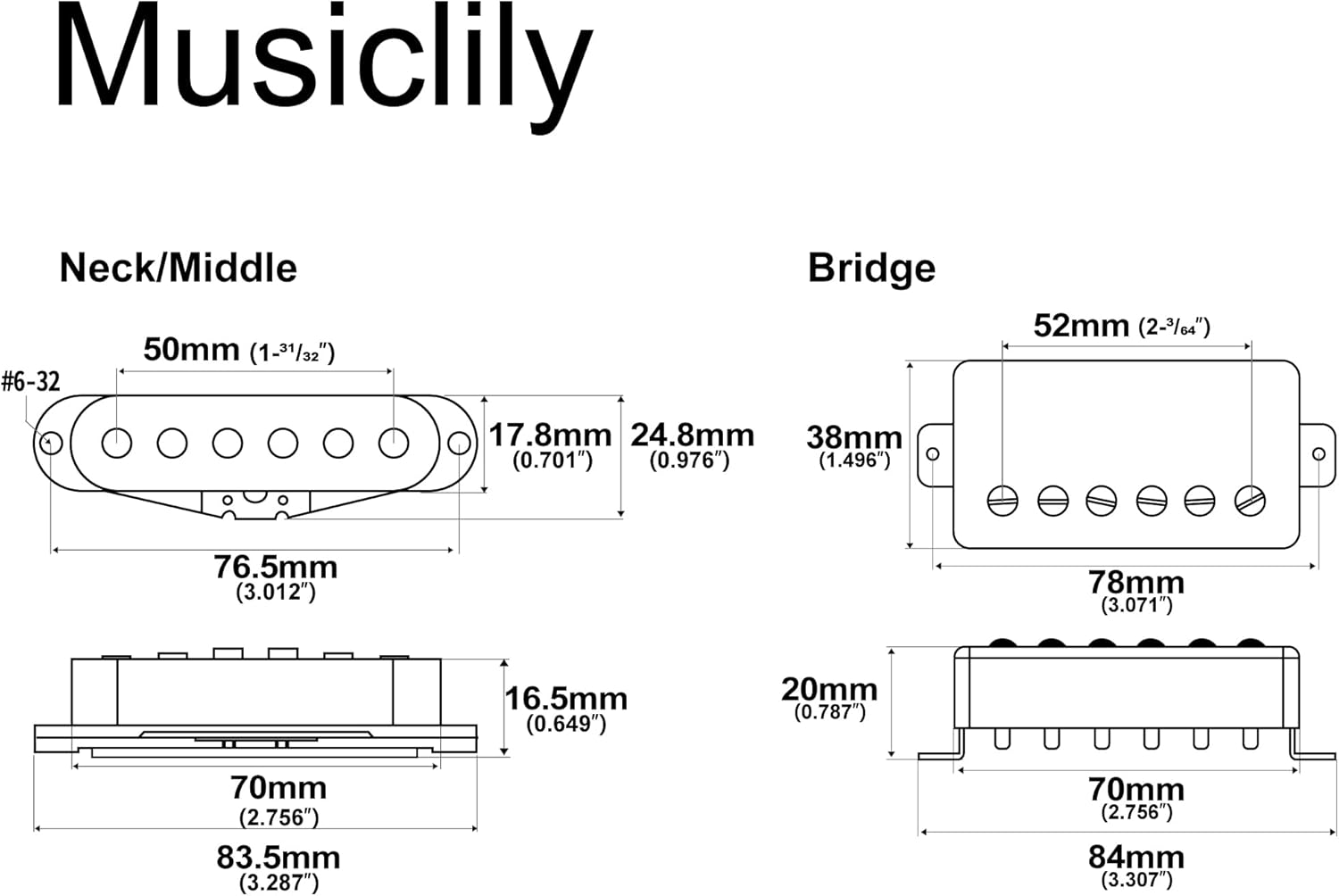 Musiclily Pro ST-60SE Alnico 5 Staggered Single Coil Pickups and Covered Humbucker ST-HSS Neck Middle Bridge Pickups Set for Strat Style Electric Guitar, Cream