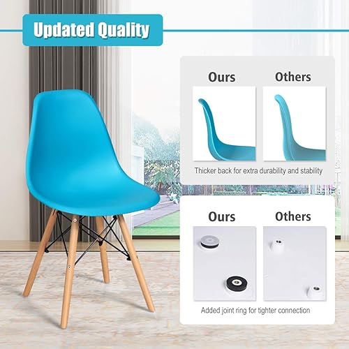 Miniatura 6 de Harmony-Furniture - Juego de 2 sillas laterales de plástico DSW con patas de madera sillas de cocina para comedor sala de estar