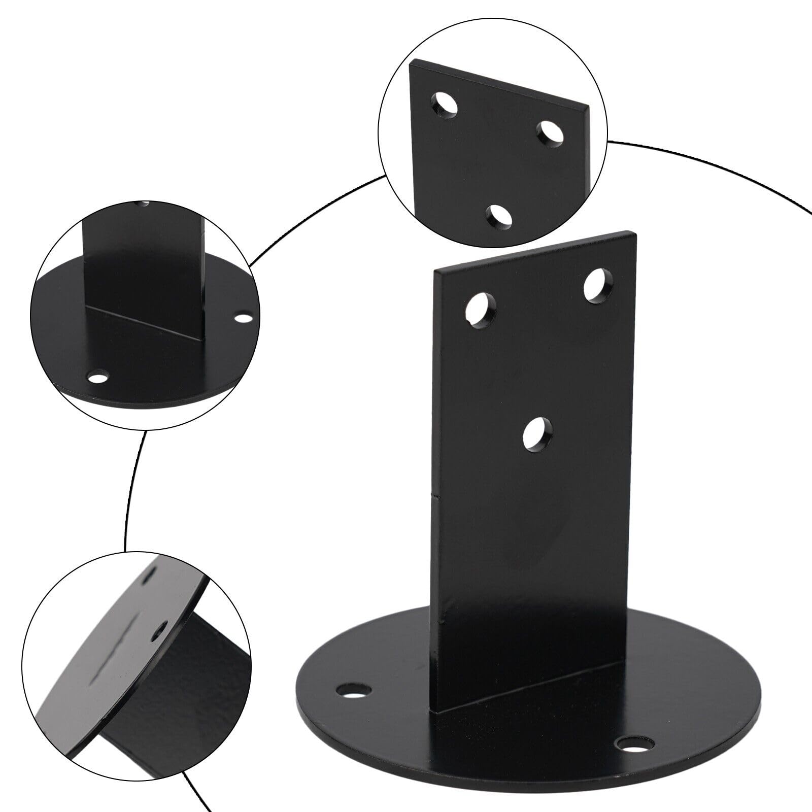 Soporte Para Pasamanos De Acero Inoxidable, 6PCS Soporte De Barandilla Accesorios Soporte De Pared Ajustable Y Resistente Con Tornillos Negro Para Barandillas De Madera Cuadradas O Redondas