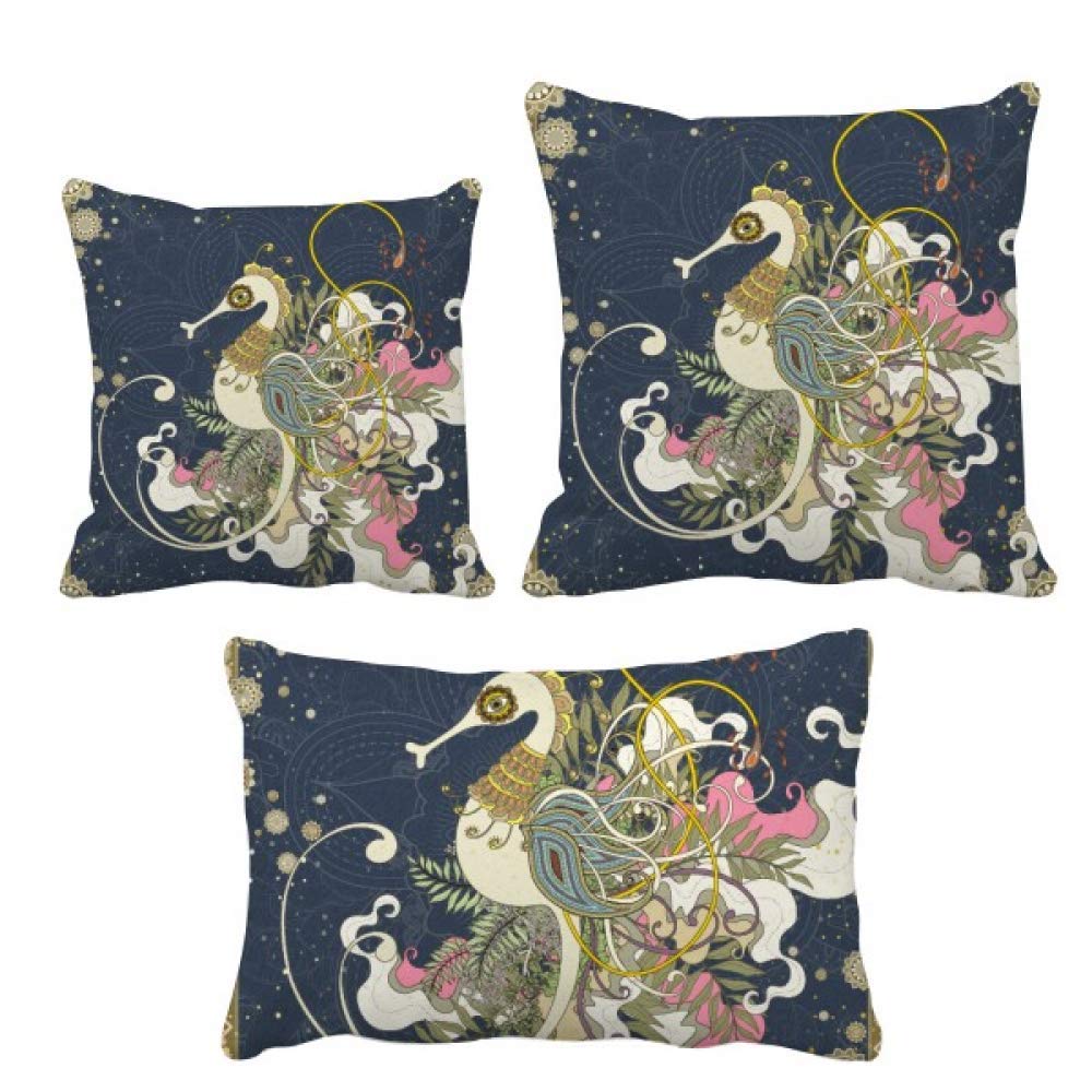 Housse de coussin motif hipocampus au fini textile raffiné