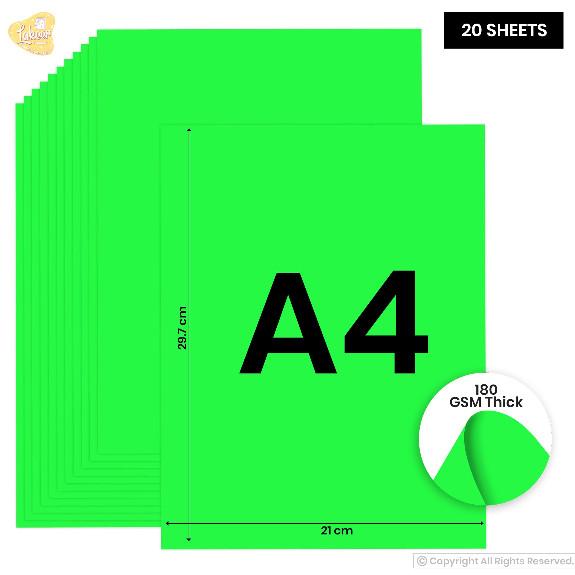 Lakeer A4 Color Printing Papers 20 Sheets (Light Green) Premium Colour 180 GSM Pack for Copy Printing, DIY Art & Craft, Projects, Decoration, Other Office Printing 1