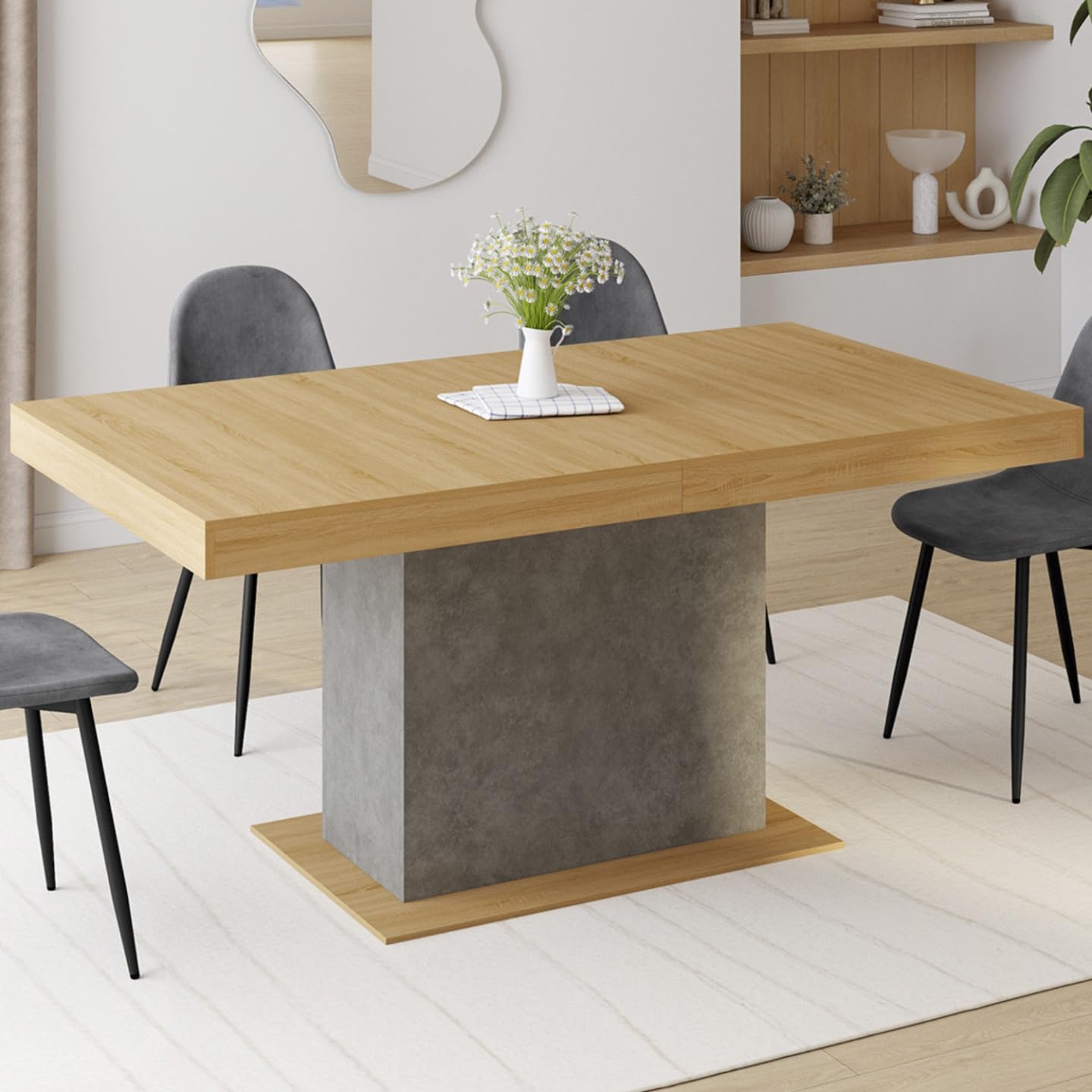 IDMarket - Table à Manger Extensible Rectangle Eden 160-200 cm Effet béton