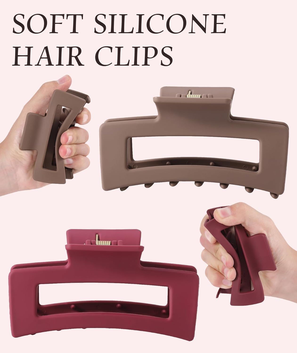 ToYooZe Premium Matte Hair Claw Clip for Women, Strong Hold Large Rectangle Hair Clip, Non-Slip Jaw Clip for Thick Thin Hair, Stylish Hair Accessories for Girls, Everyday Use Hair Clutcher for Bun & Updo Styling (Multicolor/ 1 Pack) 3