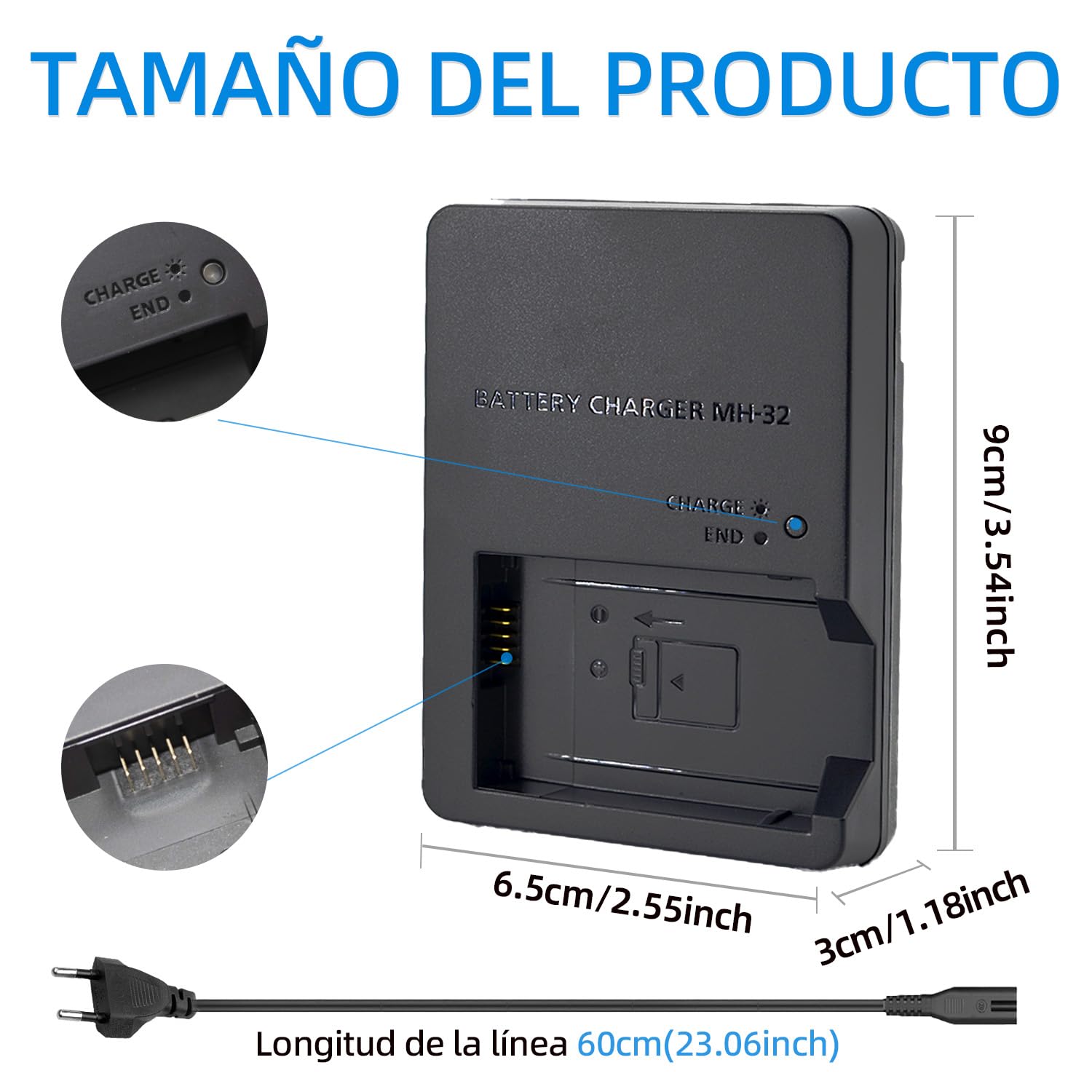 MH-32 Cargador de Batería para Cámara MH32 para ENEL25 EN-EL25a Compatible con Nikon Z30 Z50 ZFC Z50II Cámara Micro Sin Espejo