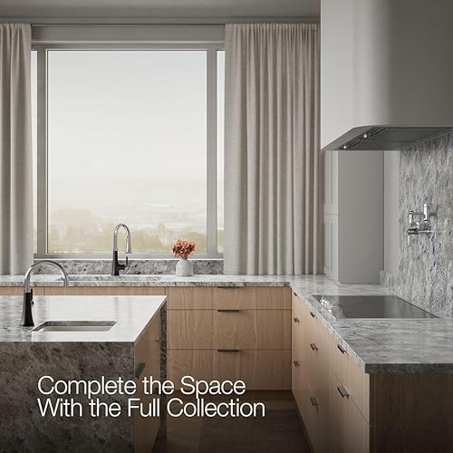 Vista 119 de KOHLER 23765-CBL Tone - Grifo de cocina semiprofesional, negro mate/cromo pulido