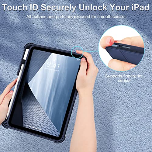 Fintie Hybrid Rugged Case For Ipad 10Th Generation 10.9 Inch Tablet (2022 Model) - Military Drop Tested Heavy Duty Protective Clear Cover With Pencil Holder, Navy #TOP6