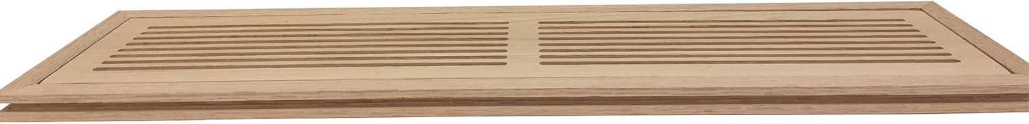 4 Inch x 30 Inch Red Oak Hardwood Vent Floor Register Flush Mount with Frame, Slotted Style, Unfinished