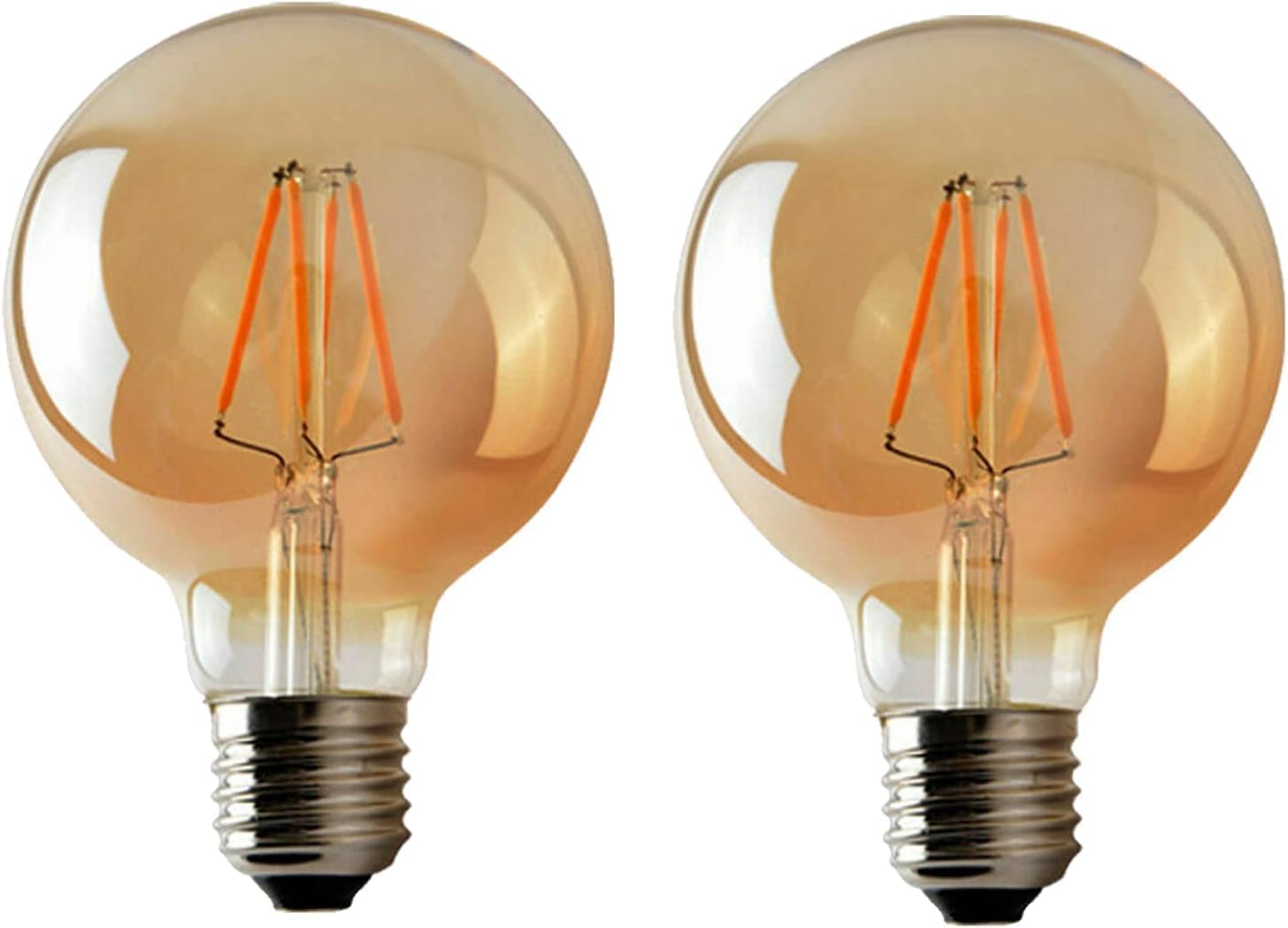 Vintage Screw LED Bulb 4W G95 40W Eq 450LM 2700K Warm White Dimmable Pack 2