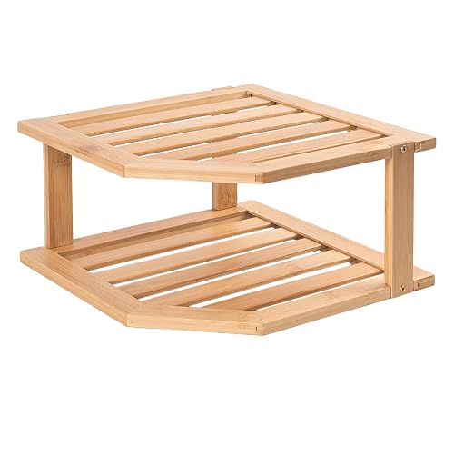 VERTORGAN 2 Tier Bamboo Plate Organizer