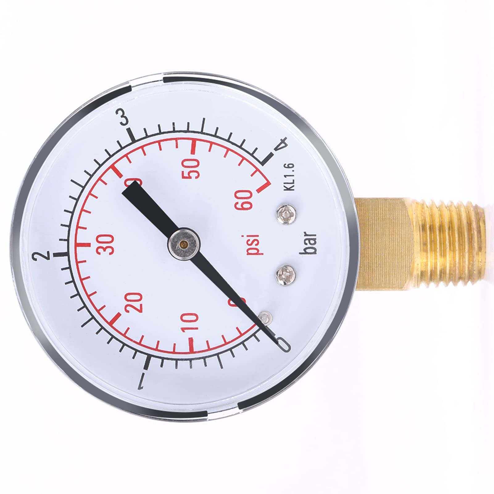 FTVOGUE Mini niskiego ciśnienia 1/4" NPT mosiężny uchwyt boczny do paliwowego oleju powietrznego lub wody 0-4 bar / 0-60 psi NPT