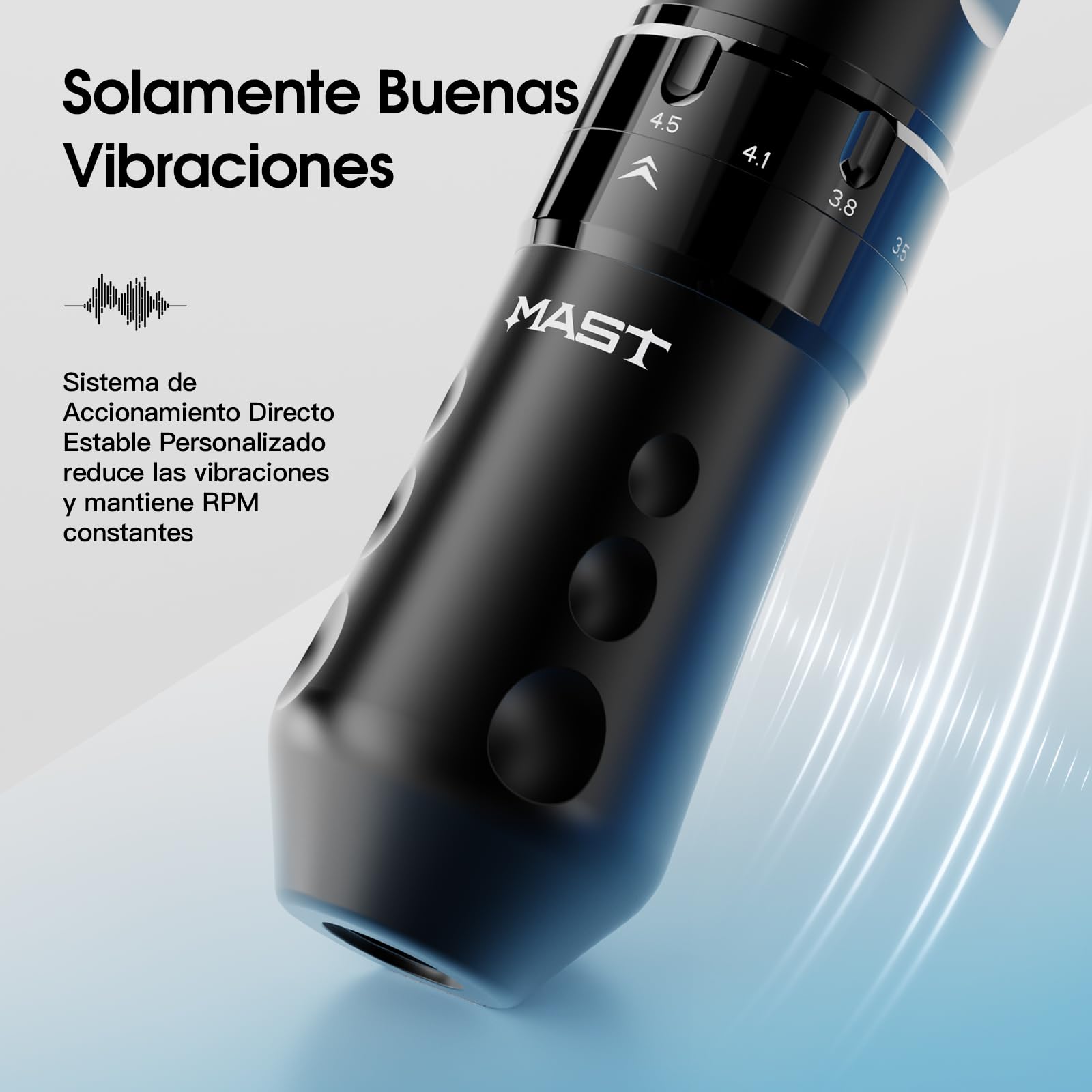 Mast Tattoo Flip4 Pro Máquina de Tatuar Inalámbrico - 7 Carreras (2.5-4.5mm) - 2 Pieza Batería 2000mAh - Para Principiantes y Profesionales Negro