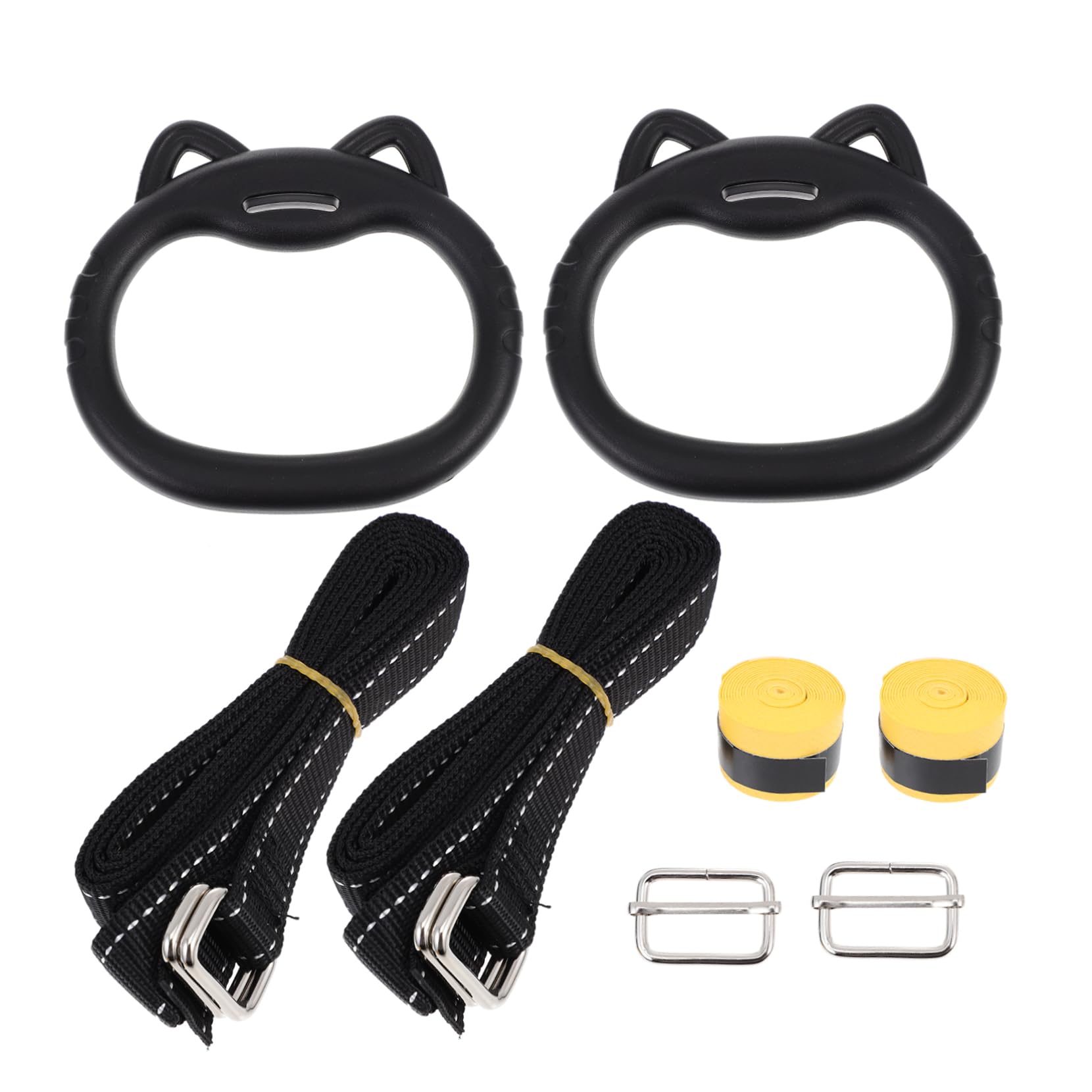 BESTonZON 1Set Lifting Rings for Fitness Pull Up Handles with Gymnastic Rings Hand Grips and Straps for Balance and Agility Exercise Equipment