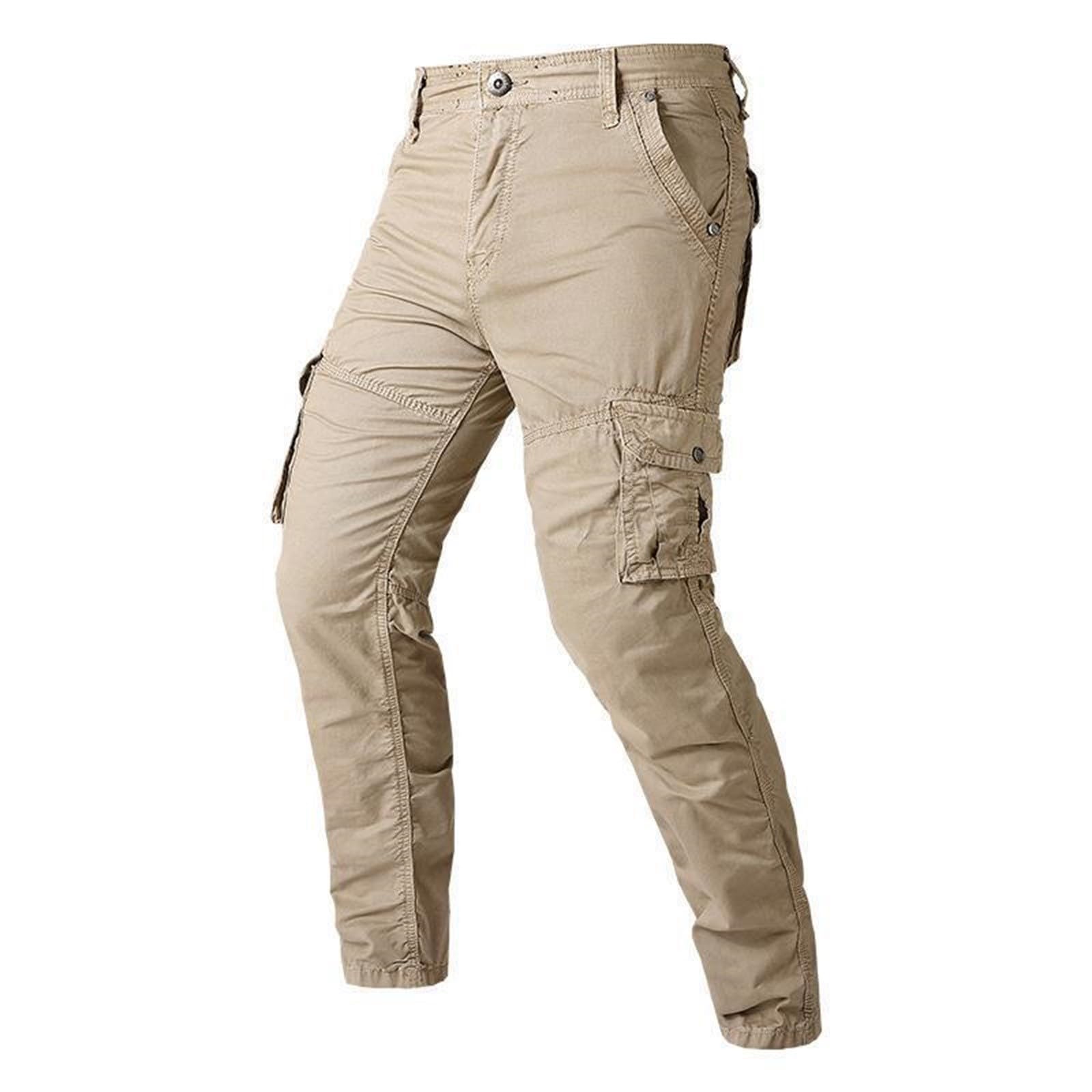 Pantalones cargo largos para hombre, pantalones de trabajo con múltiples bolsillos, pantalones de exterior con botones, pantalones de tela resistentes a la abrasión, pantalones de ocio, ajustados