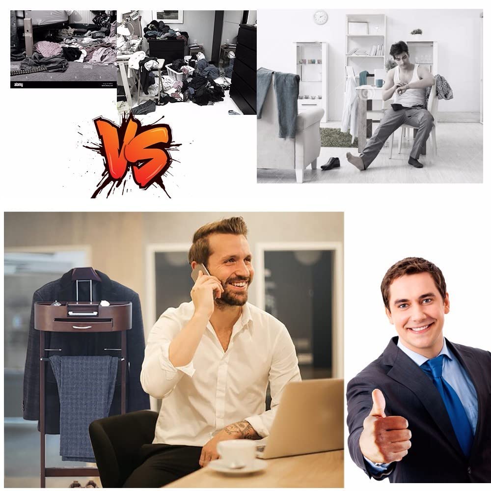 RajoNN Perchero de pie para Ropa con cajón, Almacenamiento Privado, Perchero de Madera Maciza para Trajes, Perchero para Ropa de mayordomo, para Oficina, Sala de Estar, Dormitorio, Hombres y Mujeres,