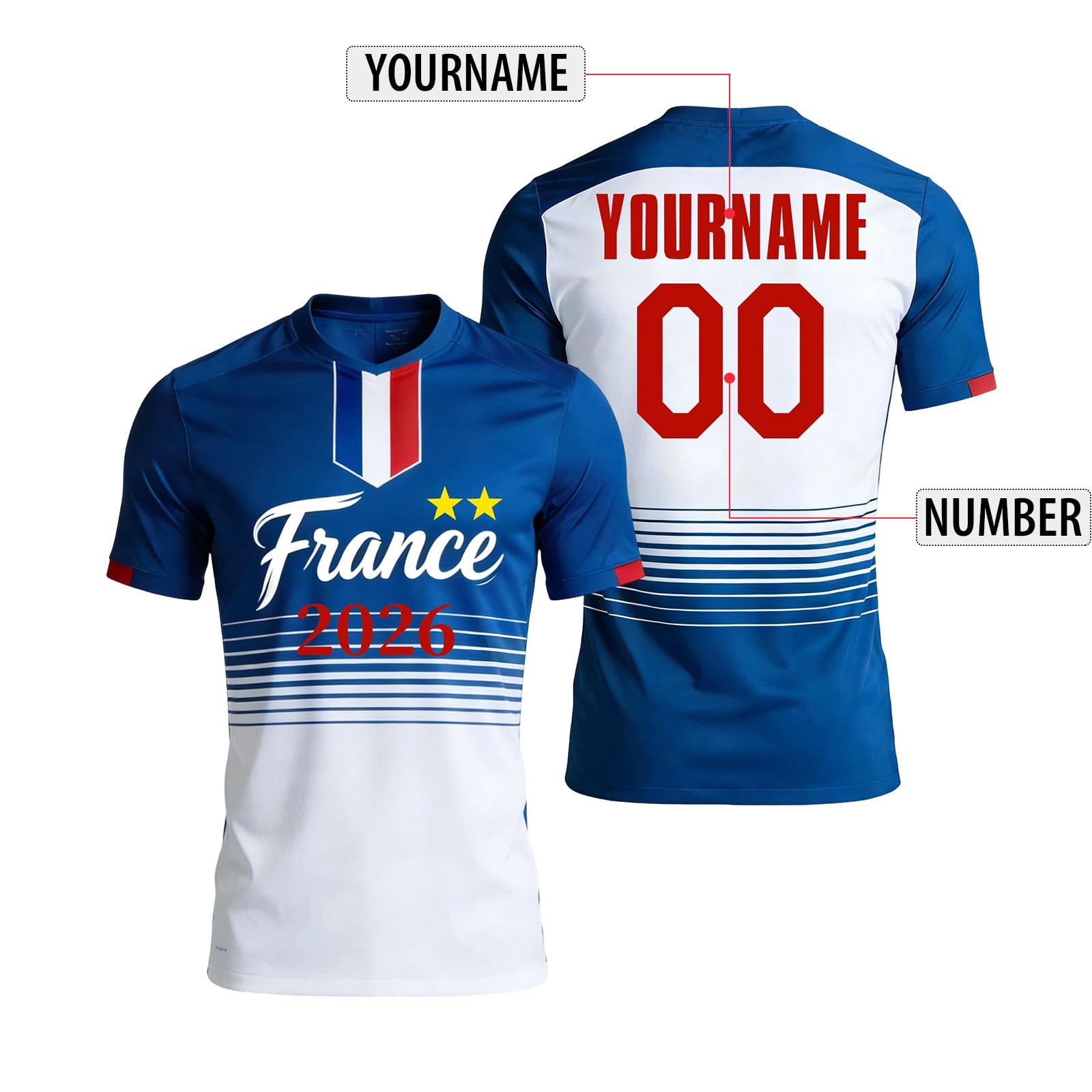 Maillot de Foot Enfant Adulte Personnalisé 2026 avec Nom et Numéro T-Shirt Manches Courtes Tissu Respirant Léger