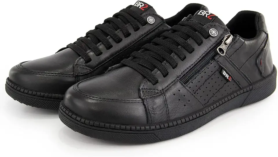 Sapatenis Masculino Casual Confort Couro Legitimo Zíper e Cadarço Footwear
