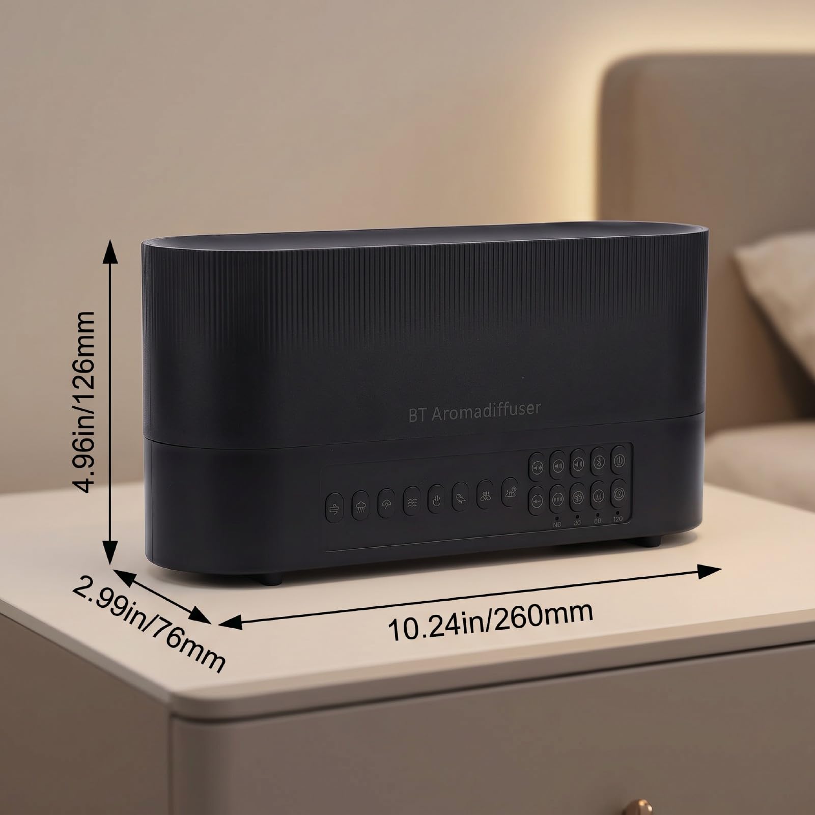 Umidificatore con Diffusore di Olio con Altoparlante, 260 Ml | Rumore bianco e luce notturna, timer intelligente, spegnimento automatico, nebbia fredda silenziosa, alimentazione USB