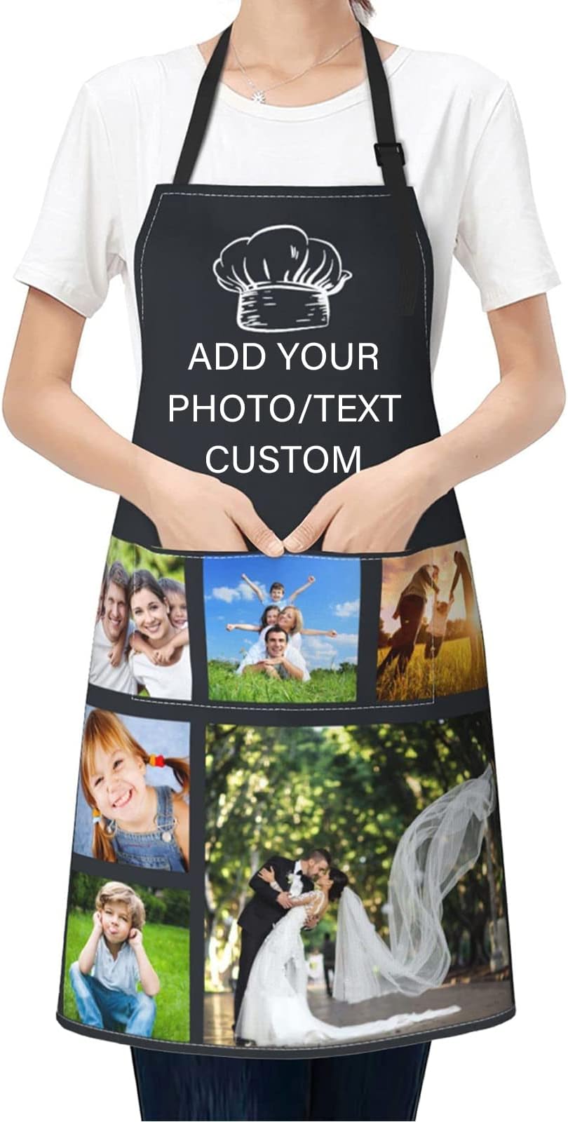 Custom apron Personalized kitchen aprons for men women cute,BBQ cooking Chef Knives,Add your photo/text Unisex gift Black
