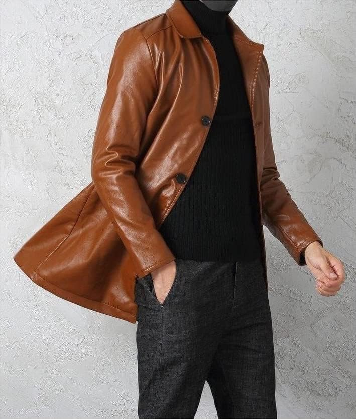 コート レザージャケット メンズ ファション トレンチコート 洋服式コート 裏起毛 ライダースジャケット 革ジャン 【中年男】 ジャ