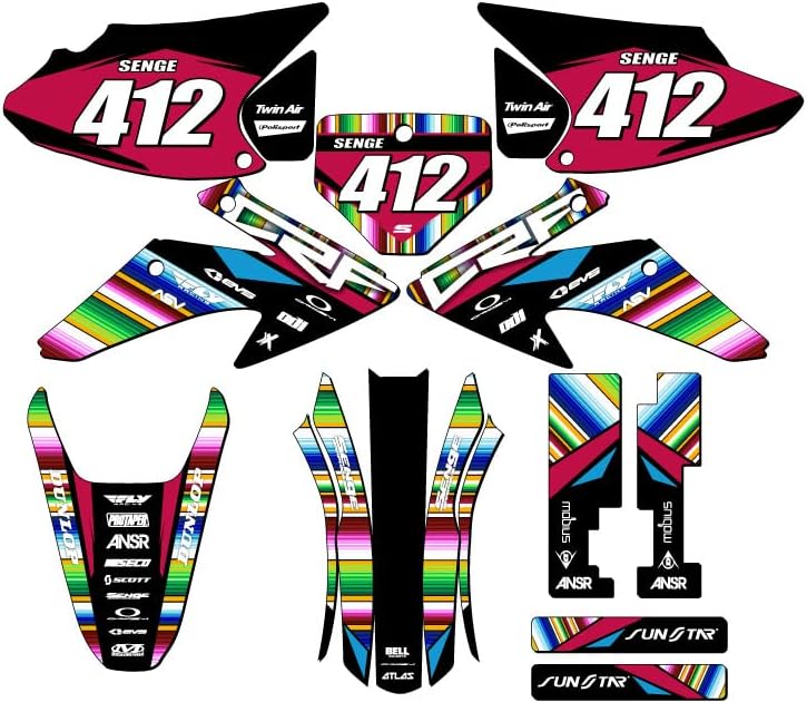 2008-2014 CRF 230 F Serape Black Senge Graphics Complete Kit with Rider I.D. Compatible with Honda
