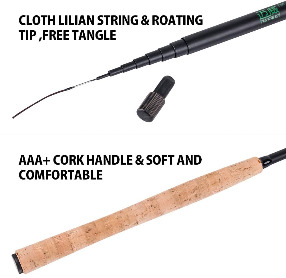 Goture//Telescopic Tenkara Fishing Rod Kit//Ultralight Travel Fishing Rod,Portable Collapsible Bass Crappie Rod, Carbon Fiber Inshore Stream Trout Pole 10 12 15 18 21 24 Free Tip Set(Top 3 Segment)