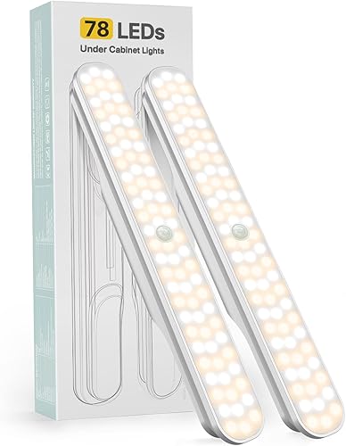 Rossetta Luces para debajo del gabinete, 78 luces LED funciona con pilas, luz con sensor de movimiento para interiores, luces inalámbricas