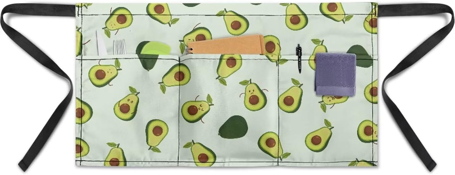 doginthehole Waist Apron With 3 Pockets Waitress Waiter Server Short Aprons Reusable Half Apron for Women Men