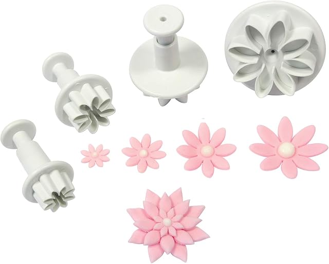 PME DA634 Daisy Marguerite Plunger Cutters, Mini, Small, Medium and Large Sizes, Set of 4 White