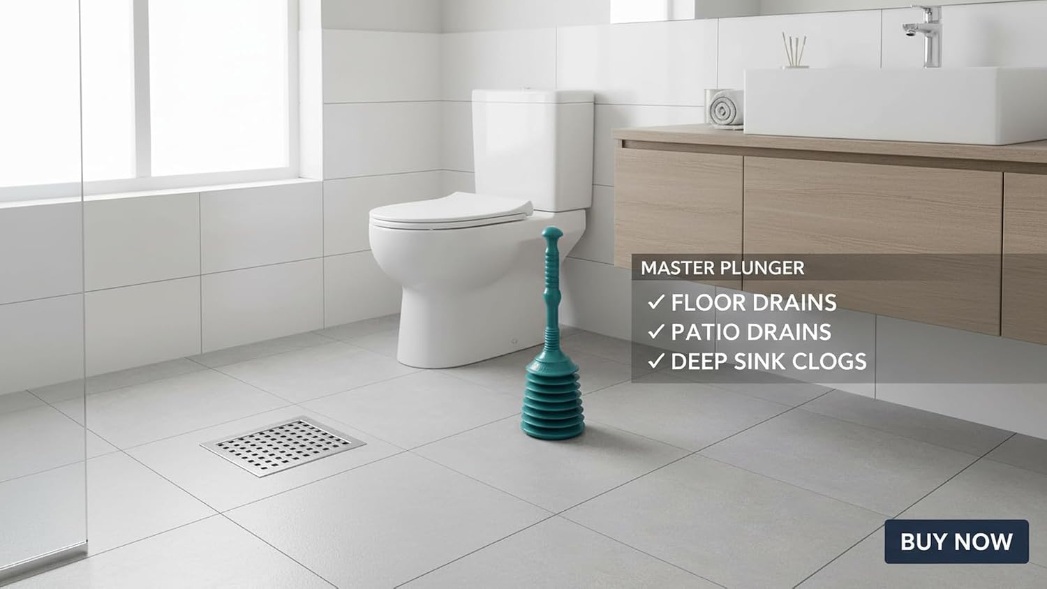 Master Plunger MP200 Sink & Drain Plunger for Kitchen Sinks, Bathroom Sinks, Showers, Bathtubs, and Waste Pipes. Strong Heavy Duty Design with Large Bellows Commercial & Residential Use, Teal image 5