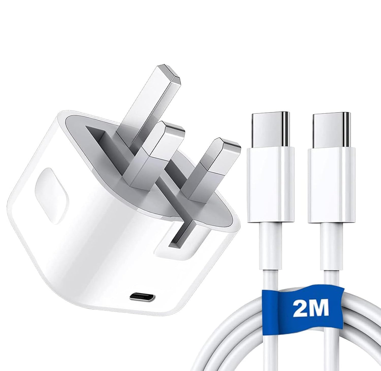 RigSmart MFi Certified 20W PD USB-C Fast Charger For IPhone 16 – 2m Cable Included, White