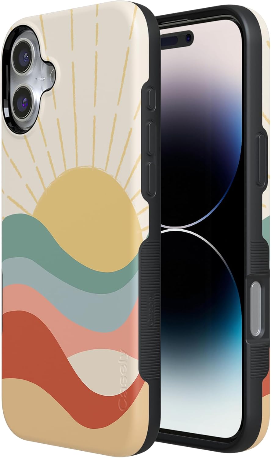 Casely iPhone 16 Case | Here Comes the Sun | Colorblock Sunset | Bold Protective Design | Compatible with MagSafe