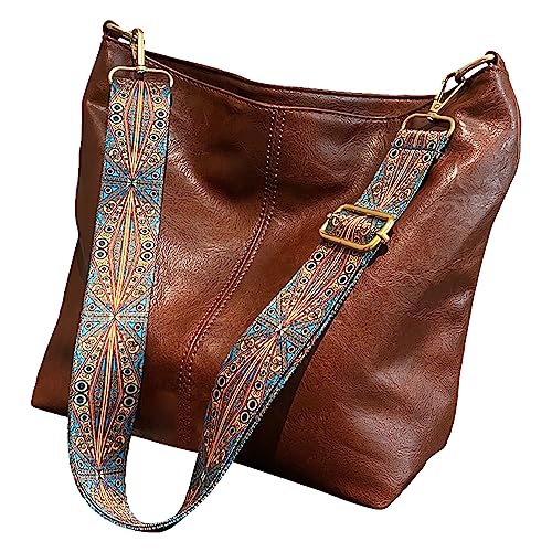 Sac à bandoulière en cuir synthétique pour femme avec sangle vintage