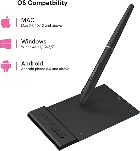 Miniatura 7 de VEIKK VK430 Tableta de dibujo OSU de 4 x 3 pulgadas, tabletas gráficas de computadora portátiles con 4 teclas de acceso directo 8192 niveles sin