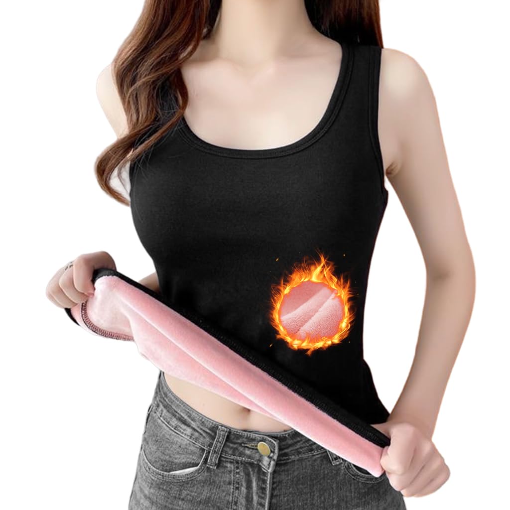 PALAY® Thermal Tank Top Womens Fleece Lined Underwear Tops Undershirt for Women Cotton Cami Warm Base Layer Vest Scoop Neck PALAY® Thermal Tank Top Womens Fleece Lined Underwear Tops Undershirt for Women Cotton Cami Warm Base Layer Vest Scoop Neck
