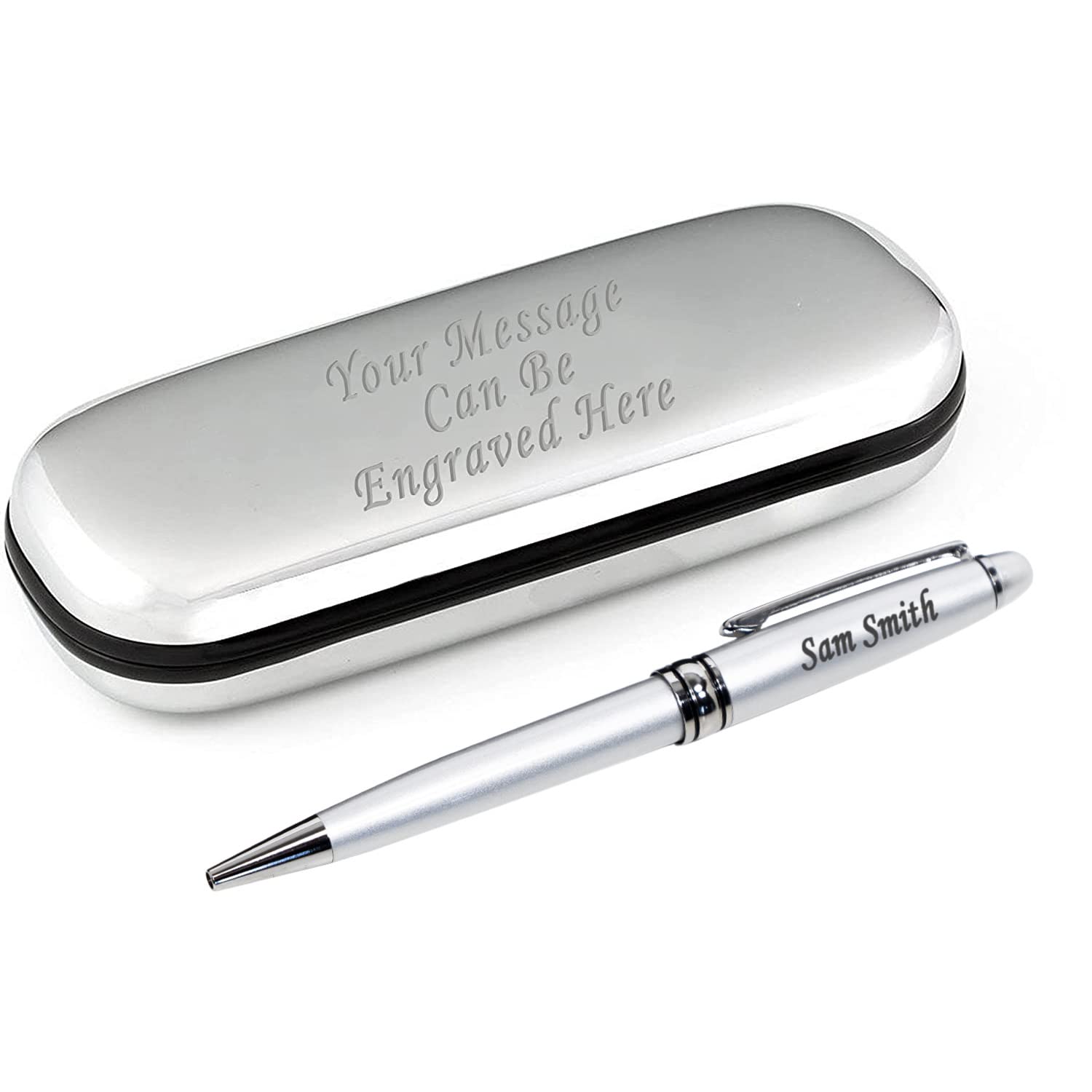 Paul Clover Personalised Engraved Pens with Engraved Chrome Case β Luxury Gift Ideas for Your Loved Ones on Birthday and Anniversary β Enter Your Custom Text (Pearl)
