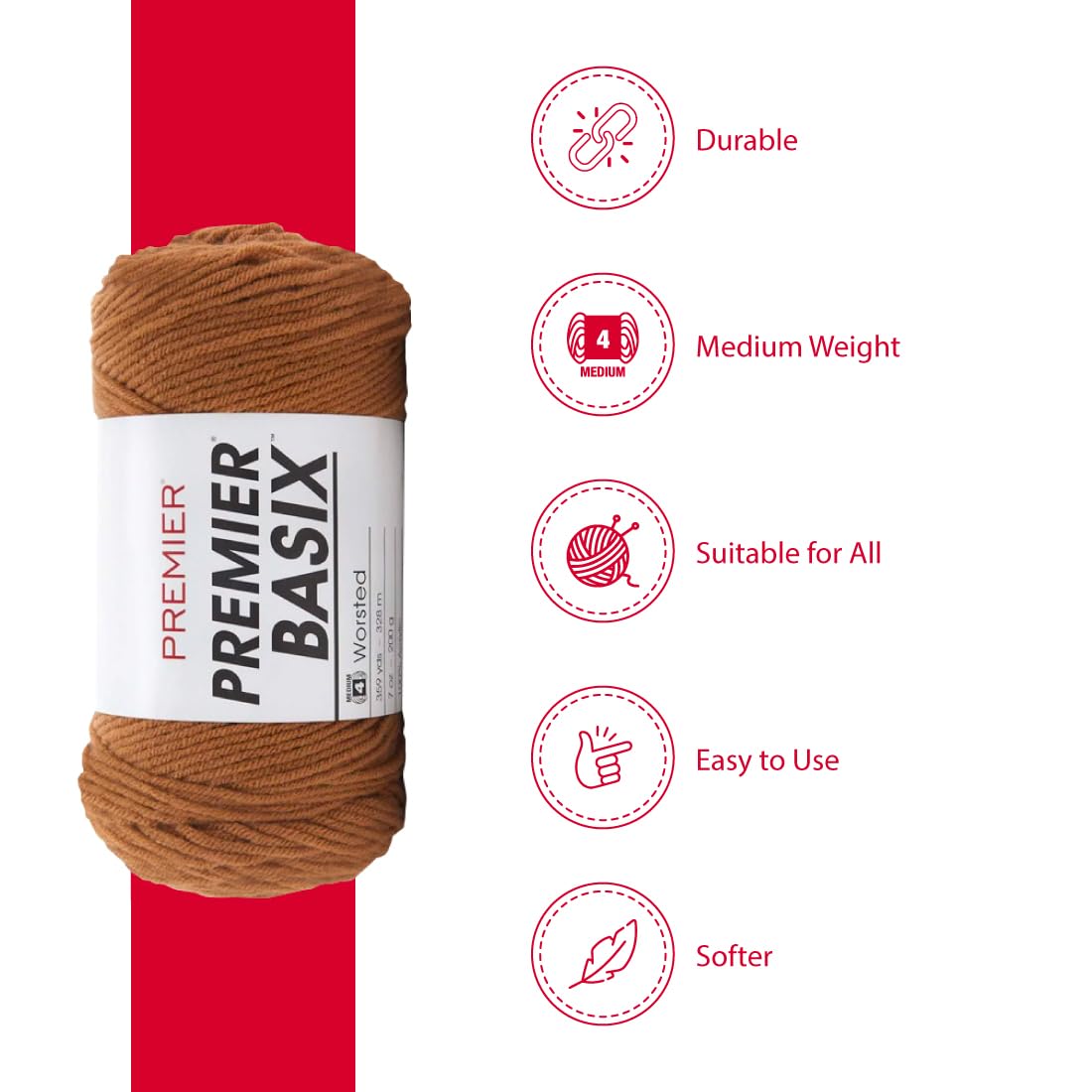 Amazon.com: Premier Yarns Basix Worsted Yarn, Made of Acrylic