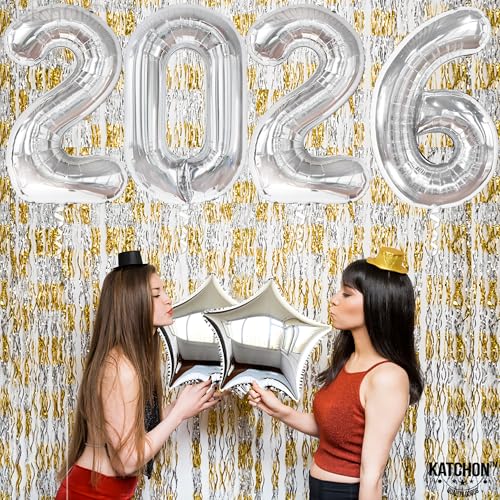 Image of Katchon, Giant 2026 Balloons silver - 40 Inch | 2026 Graduation Decorations, Star Foil Balloons for Grad Party Decoration 2026, Graduation Decor, Graduation Balloons, Graduation Party Decorations 2026