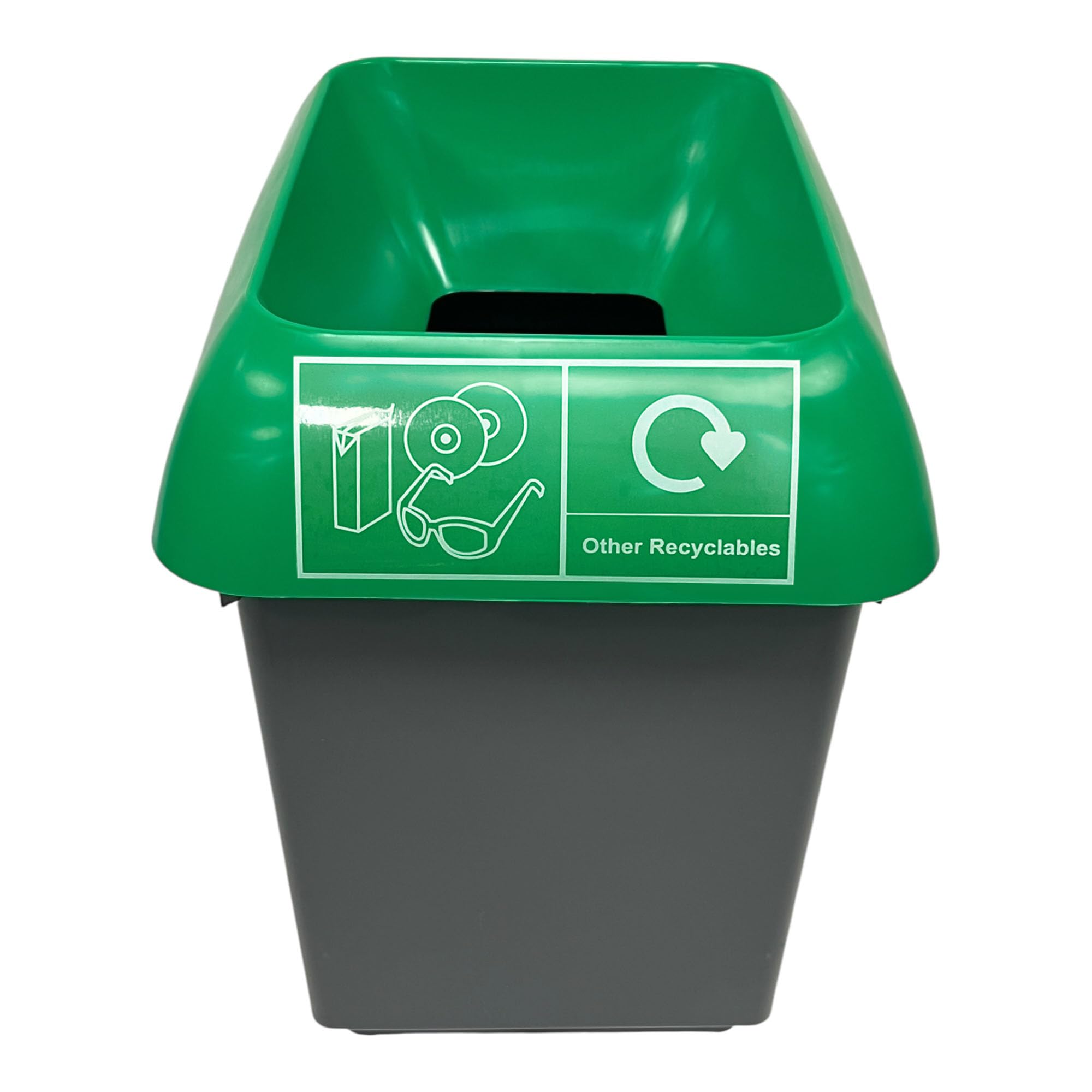 Chabrias Ltd 30 Litre Recycling Waste Bin Green & Other Recyclables Logo Recycling Bin – UK Made 100% Recycled Plastic – Colour Coded for Simpler Recycling