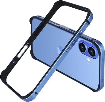 LUVI Compatible with iPhone 17 Bumper Case Metal Frame Edge No Back Silicone Protective Heat Dissipation Ultra Thin Slim Lightweight Luxury Shockproof Cover for Women Man-Blue