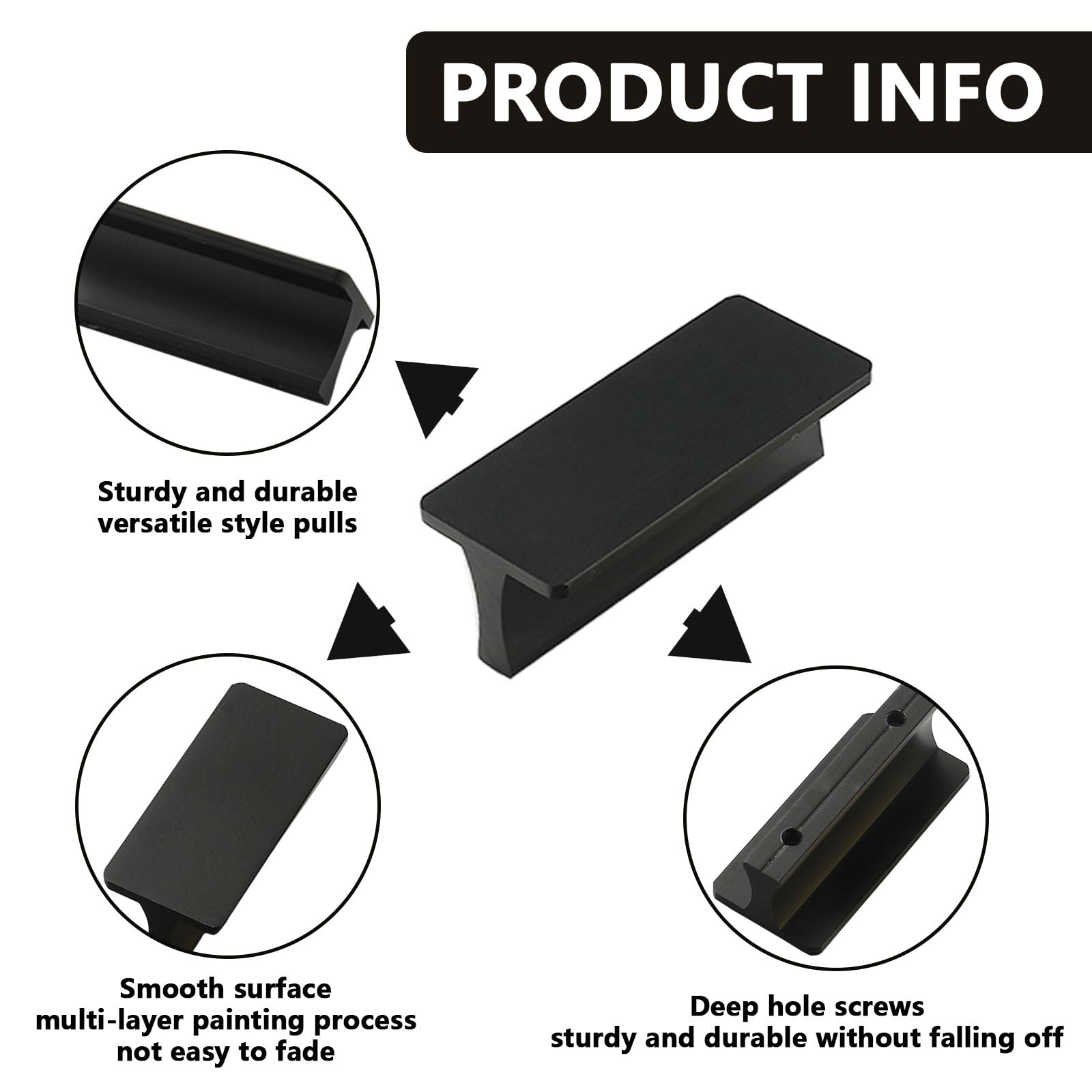 Maniglie Per Mobili Moderne - Set Da 6 Pezzi Nere In Lega Alluminio Per Cucina, Camera E Bagno - Foto 2