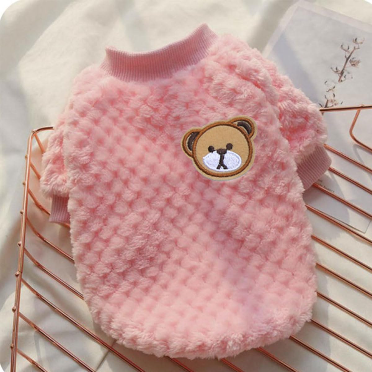 Pull pour Petit Chien/Chat, Pull-Overs en Polaire pour Petits Chiens, Pull d'hiver Manteau en Polaire, Manteaux d'hiver pour Chien//Chat, Manteau d'hiver Chaud Doux et Pelucheux, L, Rose