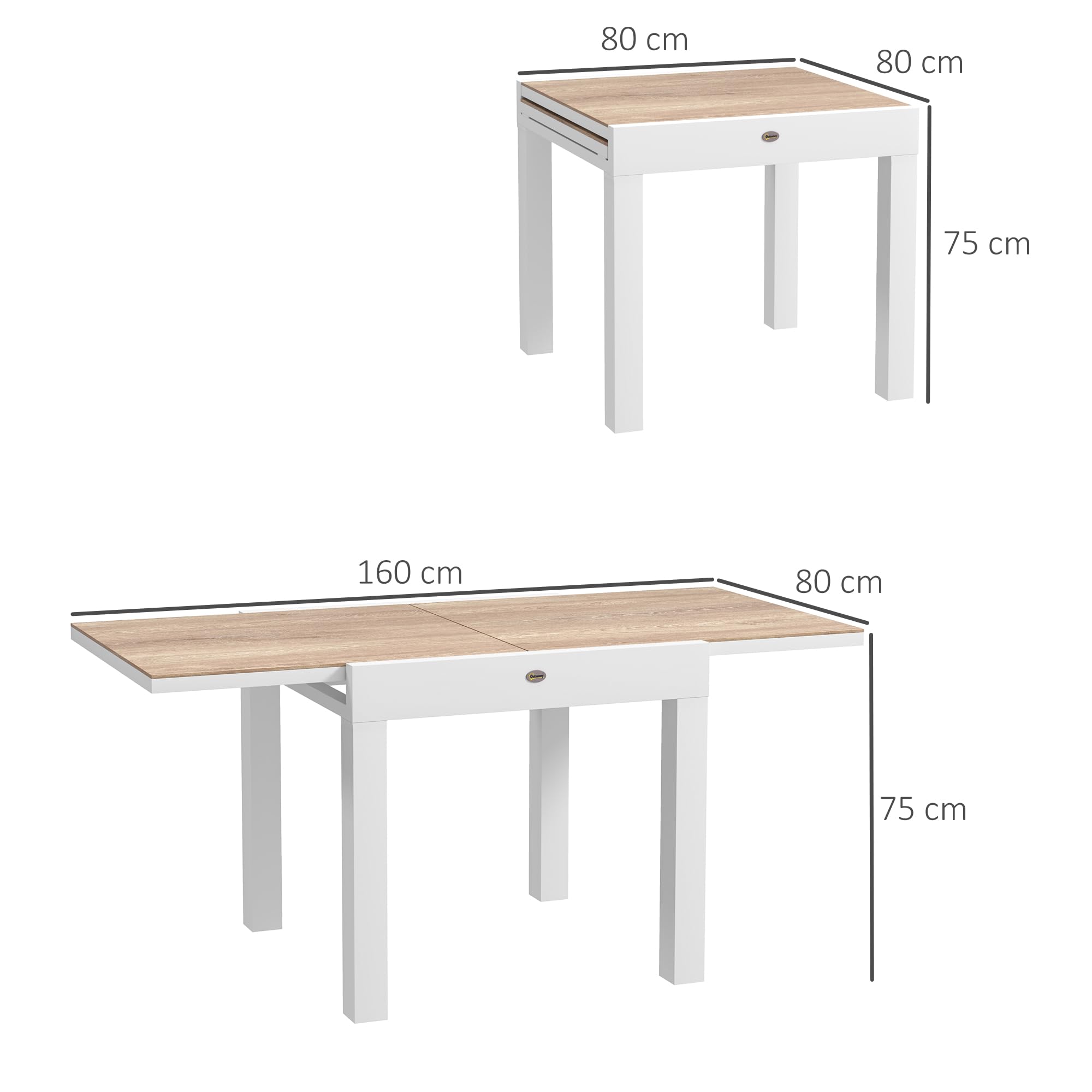 Outsunny Table de Jardin Extensible 80/160 cm en Aluminium 6 Personnes Gris | Table à Manger de Jardin Rectangulaire, Anti-Rouille, Résistante aux Intempéries, pour Patio, Terrasse