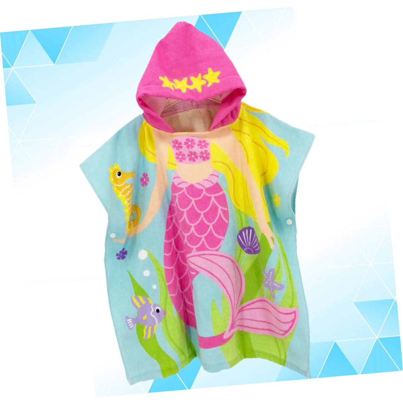 Mikinona 1 Pièce Cape de Garçon Fille Imprimée Sirène Serviette de Bain Cartoon Capuche Vêtement pour Garçons