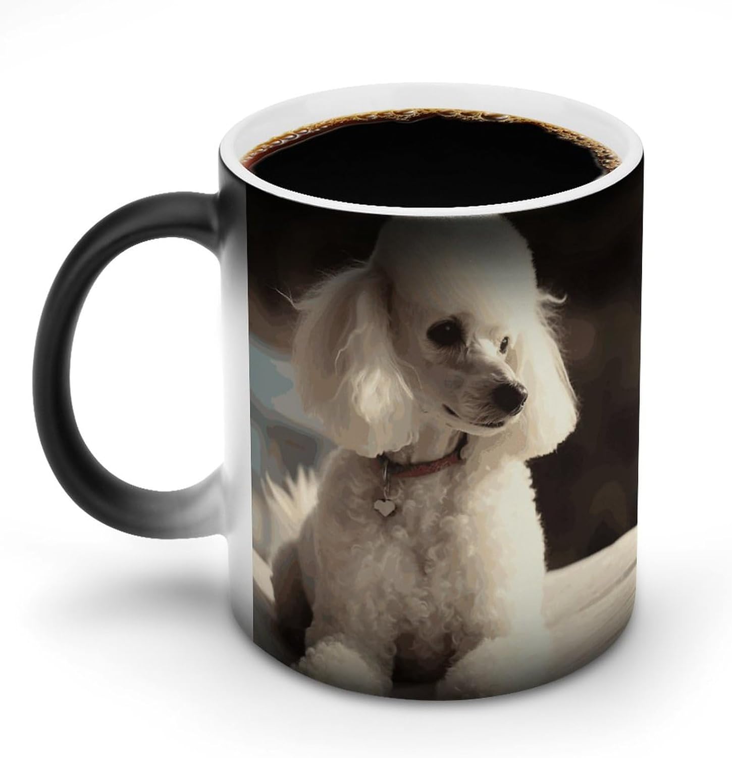 Color Changing Mug French Poodle Printed Ceramic Coffee Mug Heat Changing Sensitive Mug Magic Heat Changing Coffee Mug Novelty Coffee Mugs