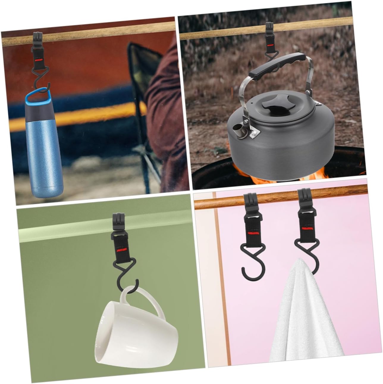 5pcs Magnetic Outdoor Hooks s Hooks for Camping Tent Tarp Glamping Tent Camping Clothesline Heavy Duty Woven Ribbon for Outdoor Picnic Barbecue Hiking